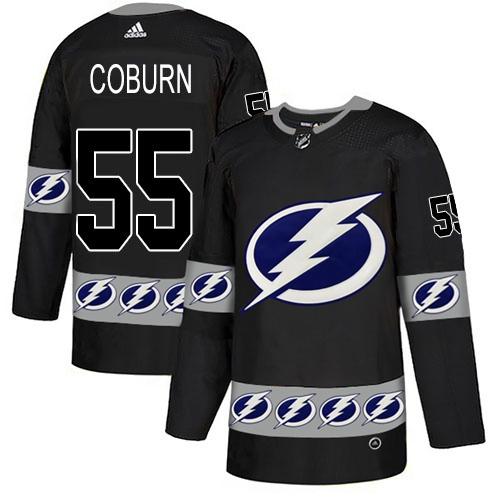 Adidas Tampa Bay Lightning Men 55 Braydon Coburn Black Authentic Team Logo Fashion Stitched NHL Jersey
